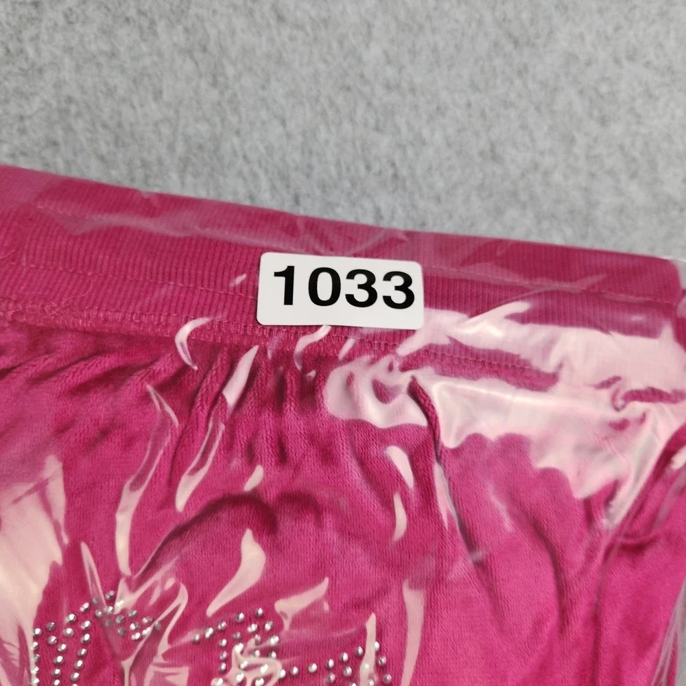 Juicy Couture Sleepwear Pajama Pants Women Medium Pink Rhinestone With Socks NWT